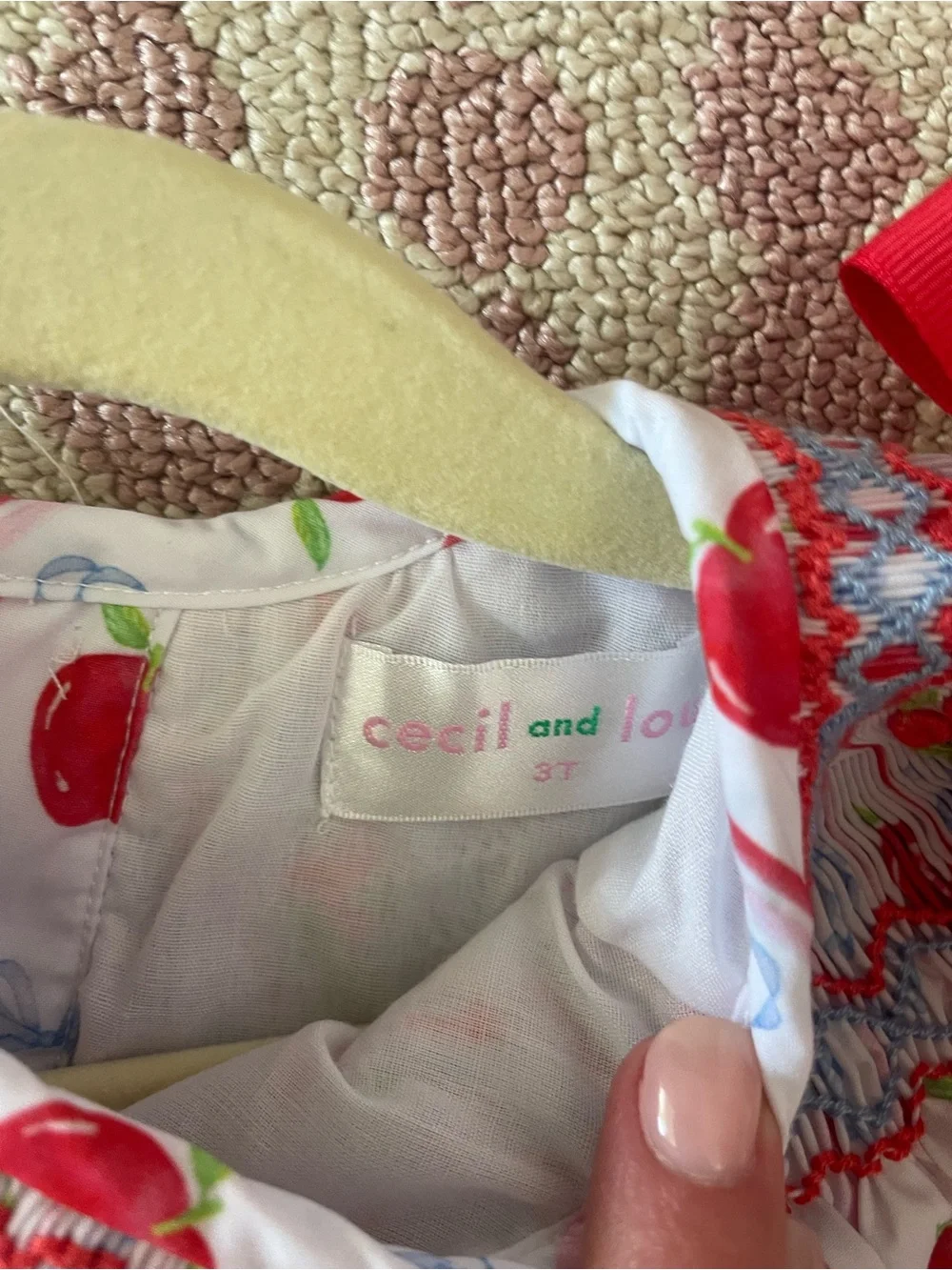 Red Apple Smocked Girls' Dress Top w/ ruffle shorts